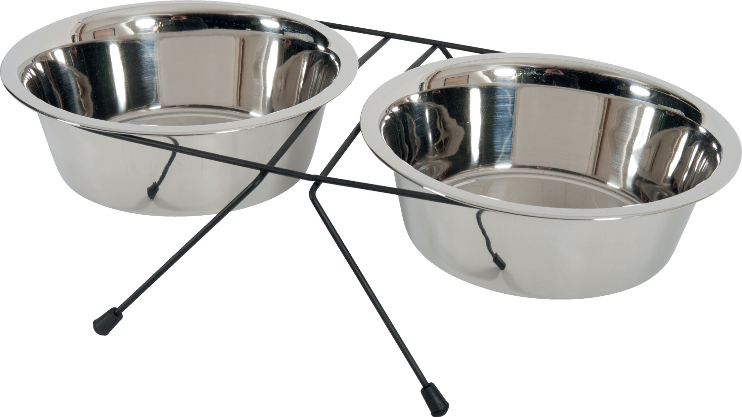 Support métal antidérapant avec 2 bols inox 1,3 L